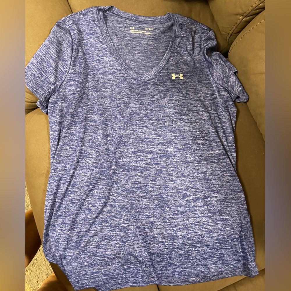 Under Armour Heathered Blue V-Neck Shirt
